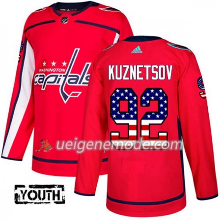 Kinder Eishockey Washington Capitals Trikot Evgeny Kuznetsov 92 Adidas 2017-2018 Rot USA Flag Fashion Authentic